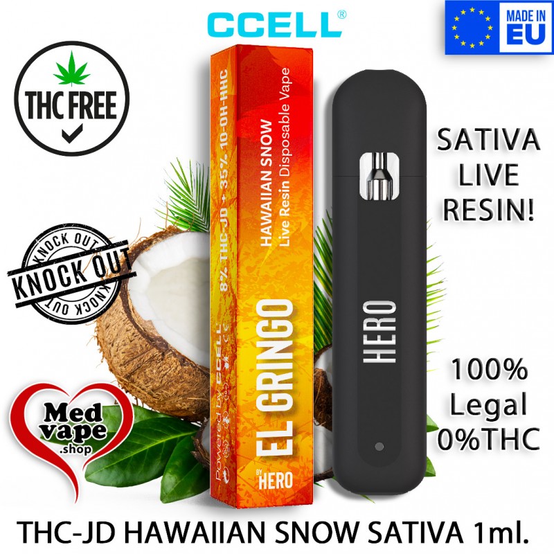 8% THC-JD + 35% 10-OH HAWAIIAN SNOW - EL GRINGO WEED MEDVAPE THC