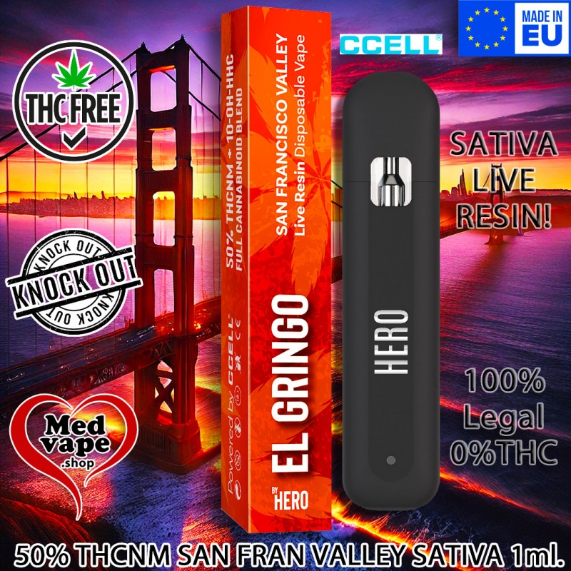 50% THCNM VAPE SAN FRANCISCO VALLEY OG SATIVA 1ml - EL GRINGO WEED THC CANNABIS LEGAL MARIJUANA MEDVAPE